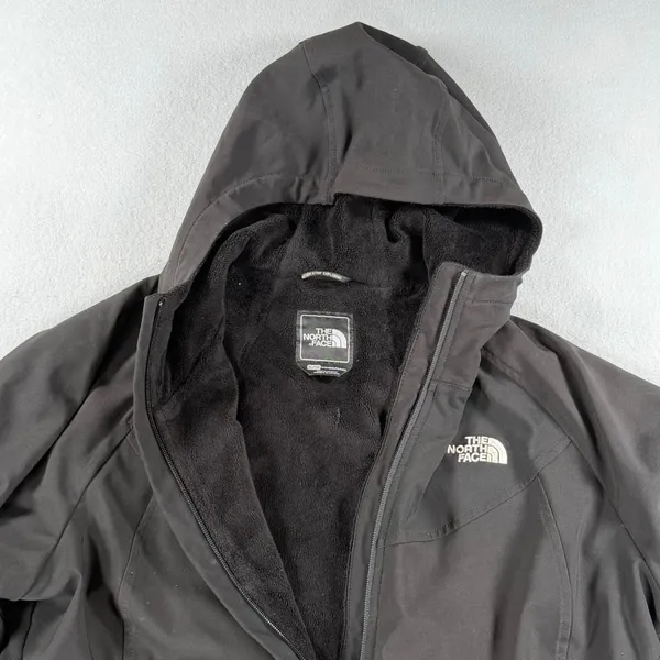 Y2k The North Face Womens XL Black Softshell Fleece Lined Hooded Jacket - Image 7