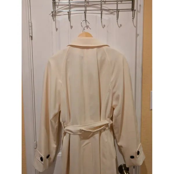 Ann Klein Belted Trench Coat Ivory- Women’s M - Image 9