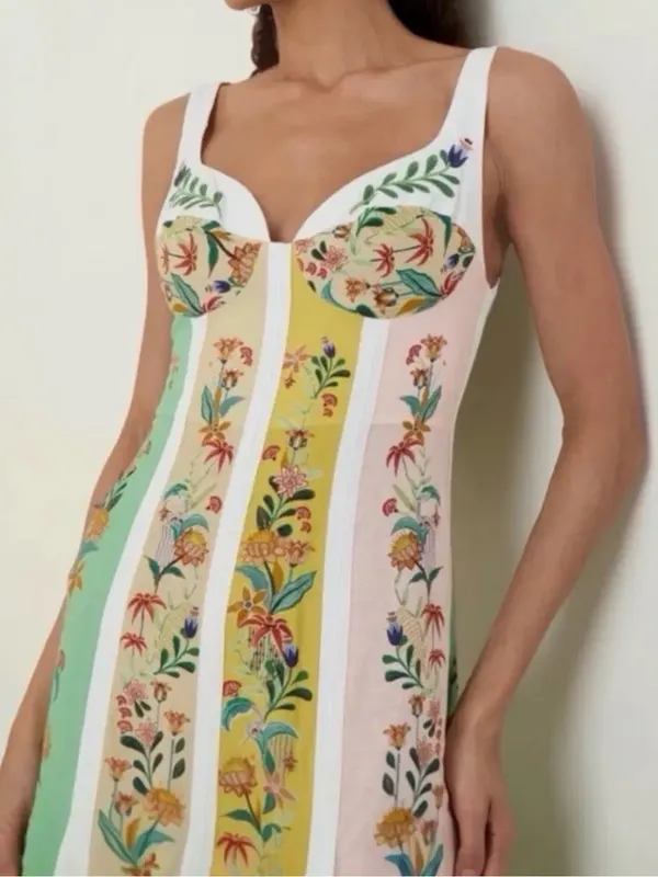Christian Lacroix Linen Floral Midi Dress | Yellow, Mint & Pink | Size 6🌼💗 - Image 5
