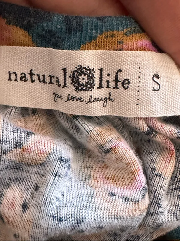 Natural Life Relaxed Button Down Tank Top Teal Dahlia Floral Boho Size S - Image 7