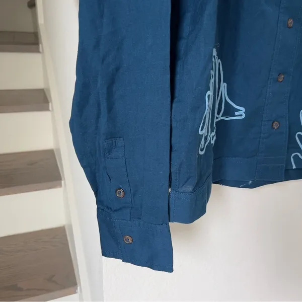 NWT Free People We The Free Tidal Stitch Button Down Shirt in Blue - Image 7