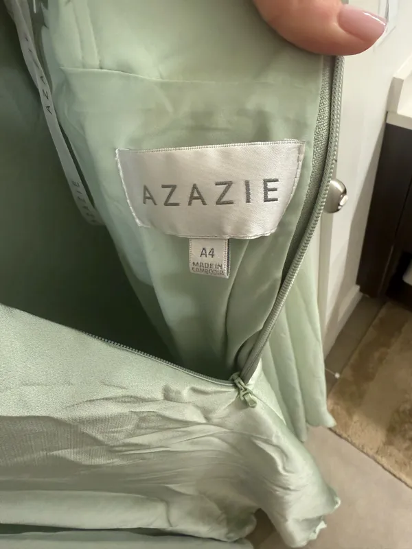 Azazie Dusty Sage Dress - Image 3