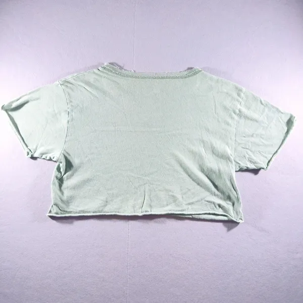 285 | OFFLINE by Aerie Womens Medium Raw Hem V-Neck Cropped T-Shirt‎ Sage Green - Image 2