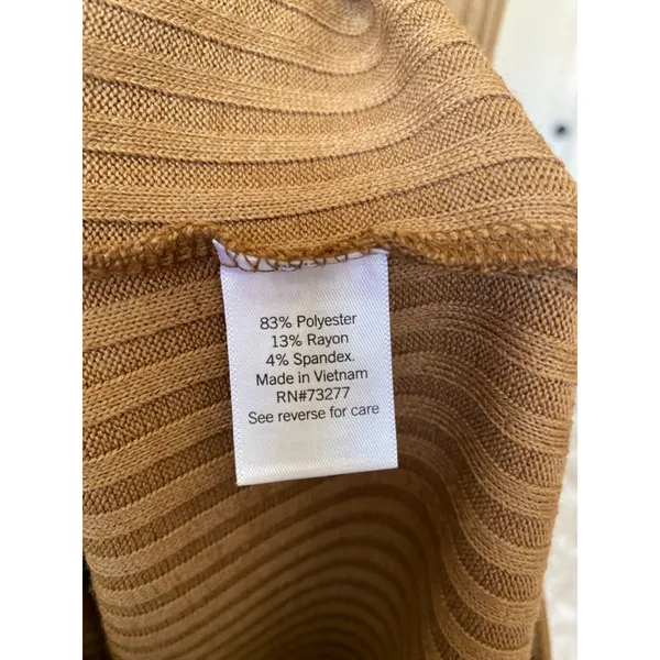 Nine West Ribbed Knit Midi Dress Tank Camel‎ S Preppy Minimalist Resort Neutral - Image 5