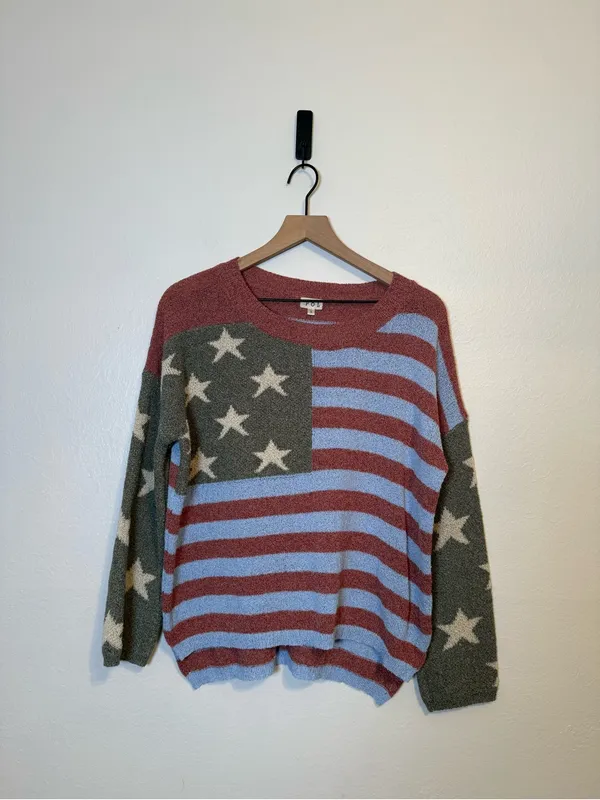 POL American Flag Oversized Sweater‎ - Image 2