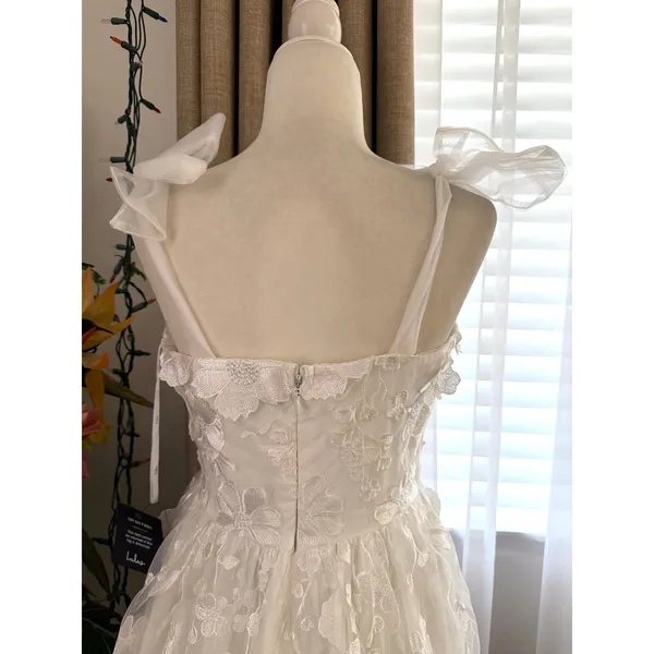 Lulus Classic Romance White 3D Floral Applique Tie-Strap Mini Dress - Image 10