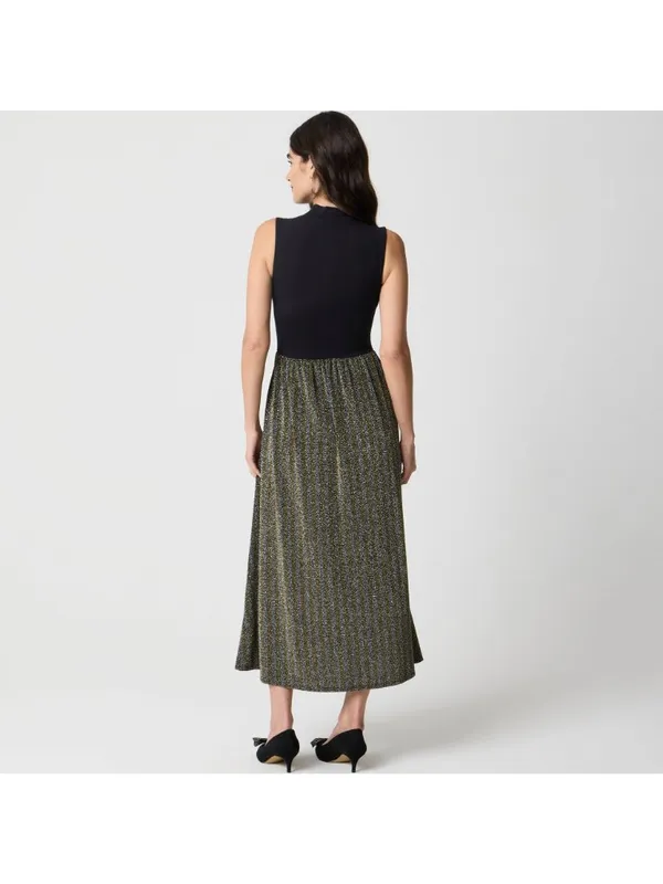J CREW Black Gold Mockneck Mixed-Media Sparkle MIDI Dress Size XS NEW NWT - Image 4