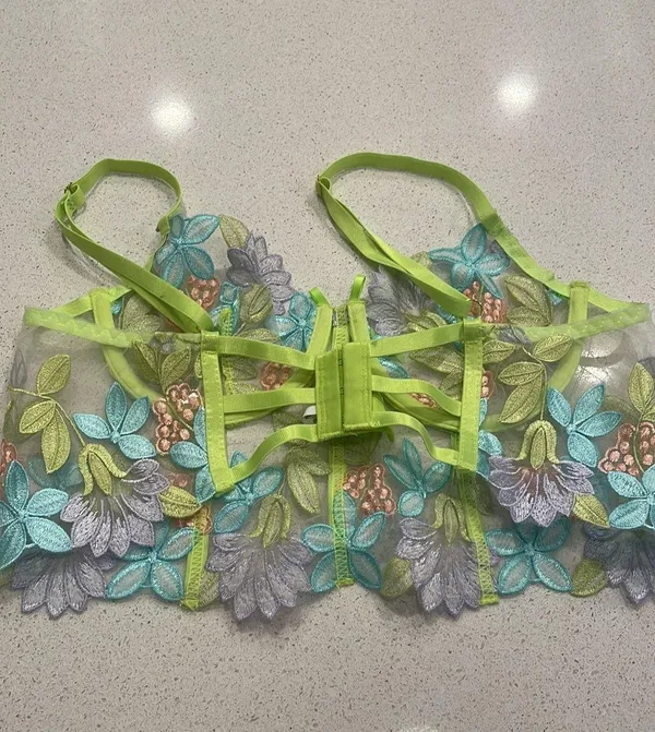 Mesh Bustier Lingerie Top Green Size M - Image 4