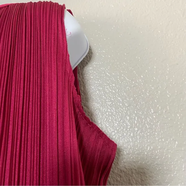 Vintage 20s Style Art Deco Artsy Pink Black Colorblock‎ Pleated Midi Dress 13/14 - Image 5