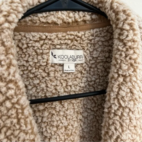KoolaBurra by UGG Sherpa Vest Faux Fur Sleeveless Cozy Boho Beige Travel Size‎ L - Image 3