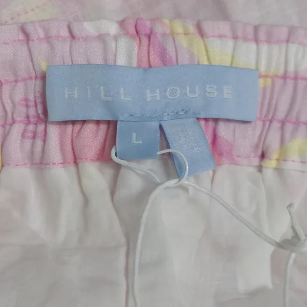 Hill House The Paz Skirt Mini Candy Kaleidoscope Pink Linen Ruffle L New - Image 6