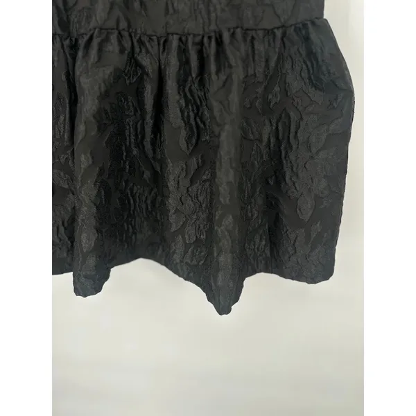 J. CREW Size 2 Floral Jacquard Strappy‎ Tiered Mini Dress Black Party Holiday - Image 4