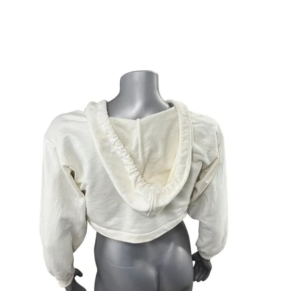 Zara Cropped Hoodie White Sweatshirt Shrug Medium Cotton Festival Minimalist - Image 6