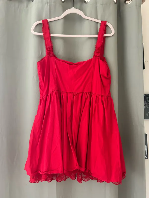 Finesse Red lace trim mini dress - Image 5