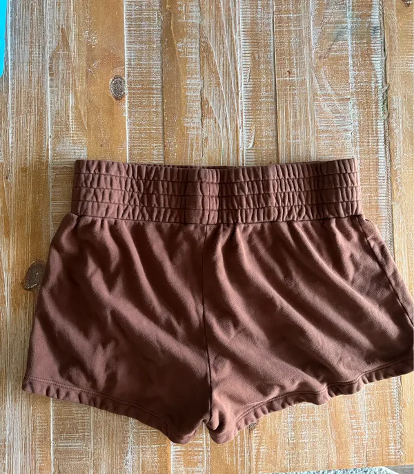Talentless Brown High Rise Lounge Shorts XL Wide Smocked Waist Minimalist - Image 3