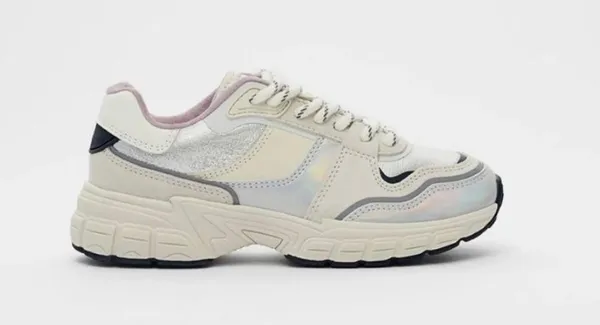 Zara iridescent piece sneaker silver (Size 5) New with tag - Image 2