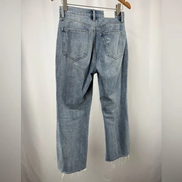 Pistola High Rise Distressed Straight‎ Leg Raw Hem Jeans in Rutls Blue Size 26 - Image 4