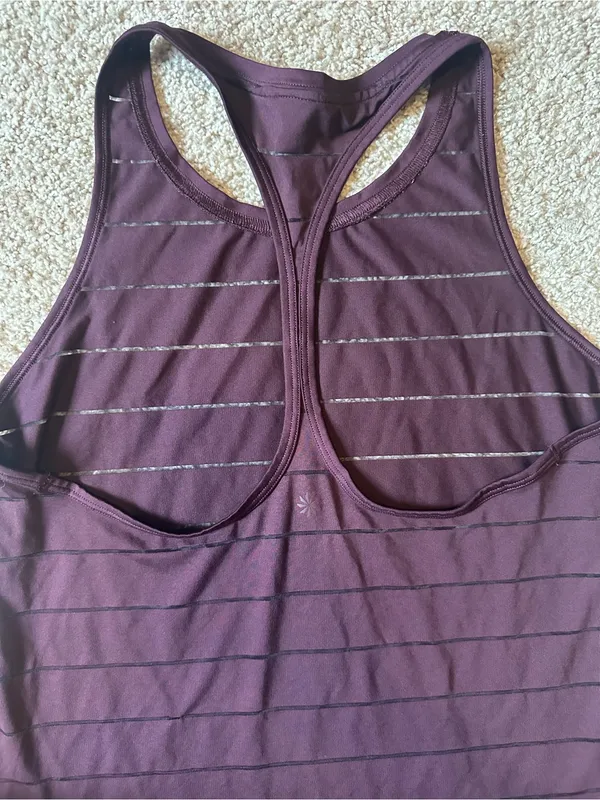 Athleta Racerback Tank Top in Deep Purple with Subtle Stripe Detail - Image 5