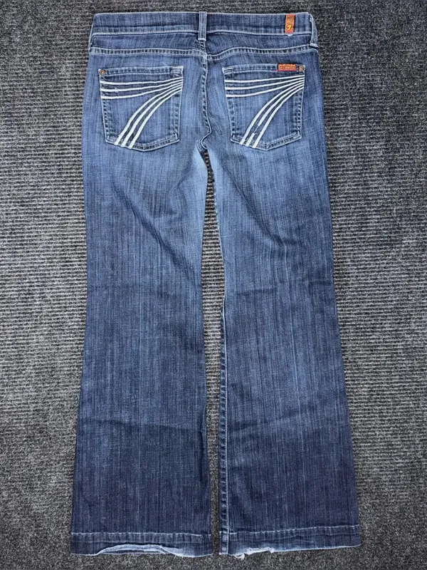 7 For All Mankind Dojo Low Rise Trouser Flare Leg Jeans 28 (30x30) USA Made flaw - Image 2