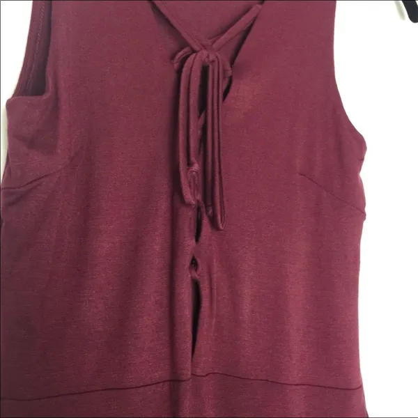 Solemio Maroon Lace Up Snap Bottom Bodysuit Size Small - Image 5