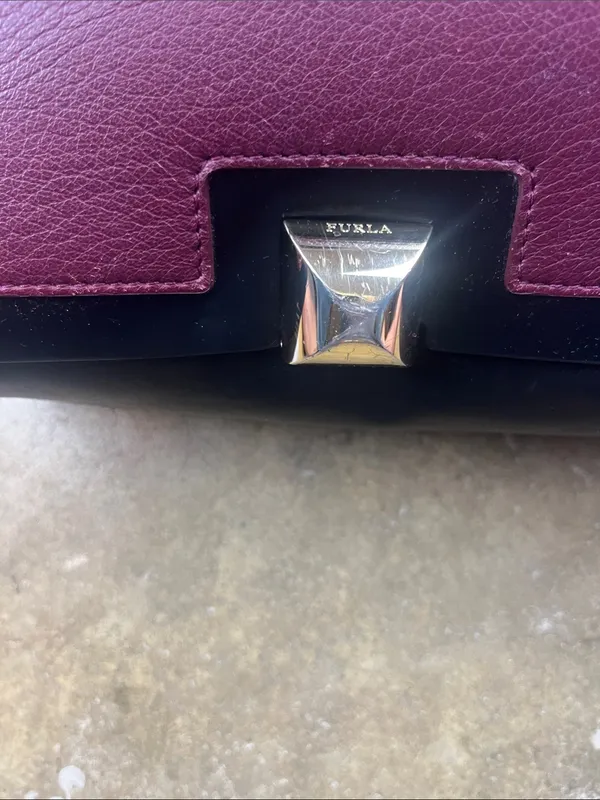 Furla Cortina Shoulder/Tote Bag in Burgandy and black - Image 5