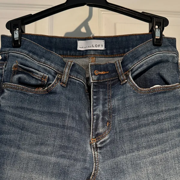 LOFT Blue Jeans with Patterned Cuffs - Image 3