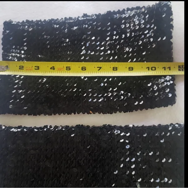 Vintage 90’s black Sequin stretch mini skirt and tube top - Image 4