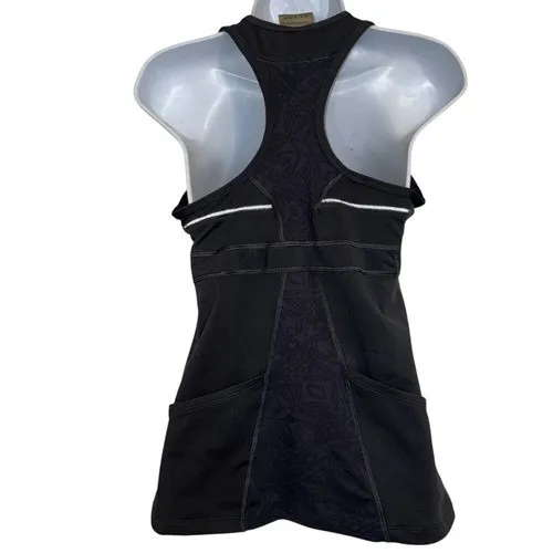 ATHLETA Black Racerback Tank Built In Bra Back Pockets Stretch Size Small‎ - Image 7