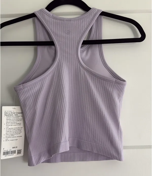 Lululemon Size 4 Ebb to Street Cropped Racerback Tank Top - Image 3