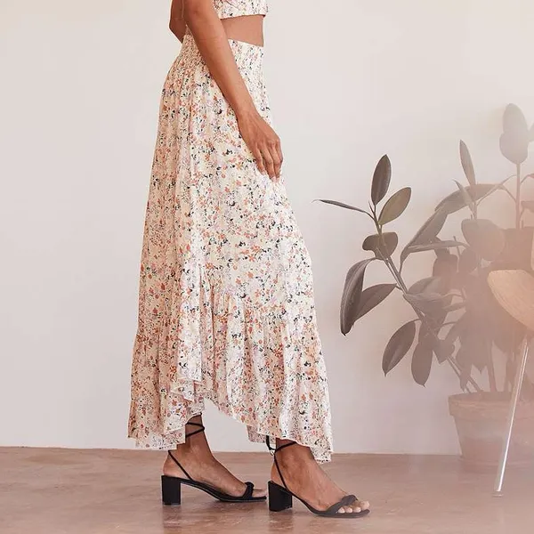 Free People Pretty Daze Ivory Floral Print Maxi Skirt - Image 2