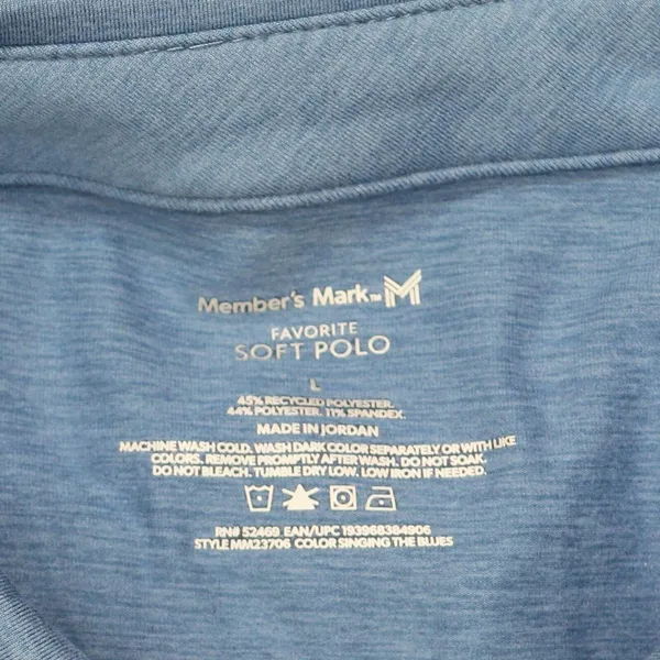 NWT Member's Mark Sleeve Favorite Polo Shirt MM23706 L Singing The Blues Blue - Image 3