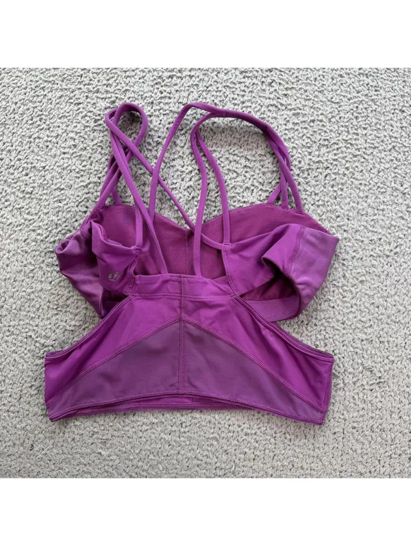 Lululemon Strappy Back Longline Sports Bra Purple Magenta Womens Small 6 Gym - Image 2