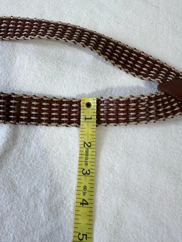 Banana Republic Suspenders Leather/Twine Brown Classic Woven Braided Braces - Image 9