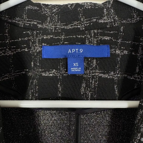 Apt. 9 Black Silver Metallic‎ Plaid Blazer Stretch XS Office Party Festive Holiday Glam - Image 4