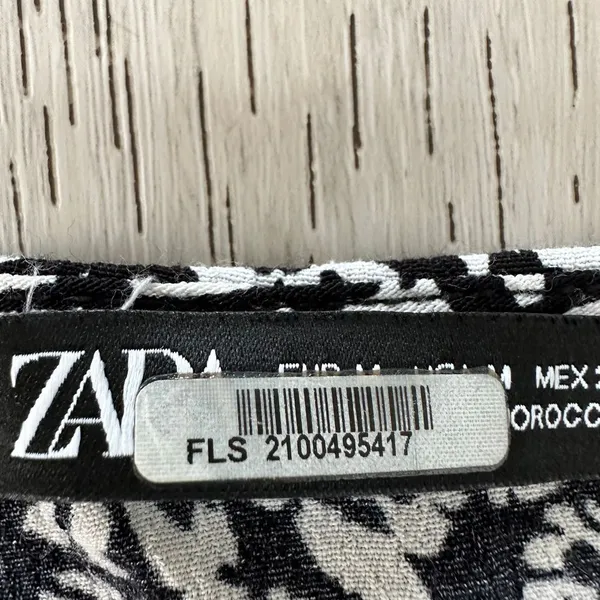 Zara white black midi ruffle floral dresss size medium boho‎ relaxed fit flowy - Image 7