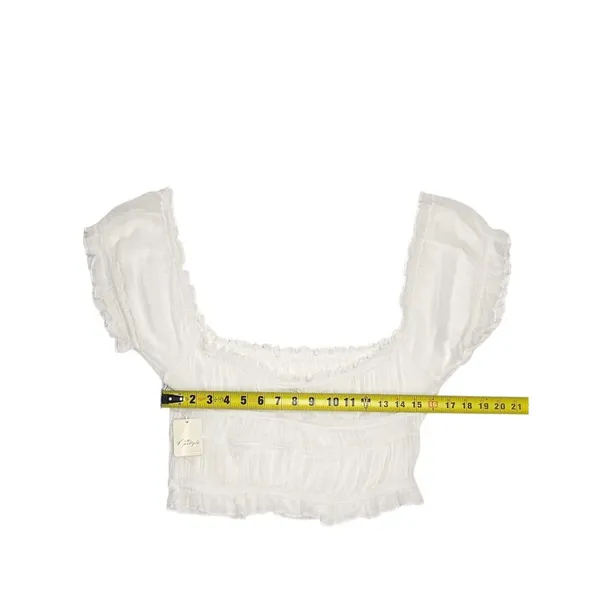 NWT Free People One Cheri Smocked Crop Top Size Large White Off The Shoulder - Image 6