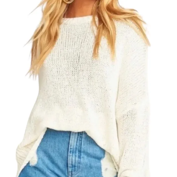 Show Me Your Mumu Anya Knit Long Sleeve Pullover Sweater Cream White Women's S - Image 3