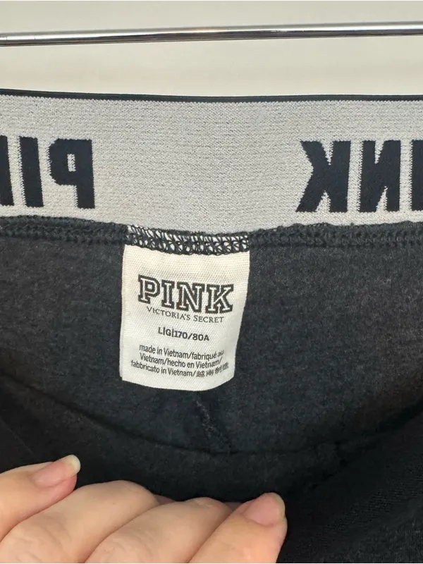 Victoria's Secret's PINK charcoal Leggings with Logo Waistband Large - Image 2