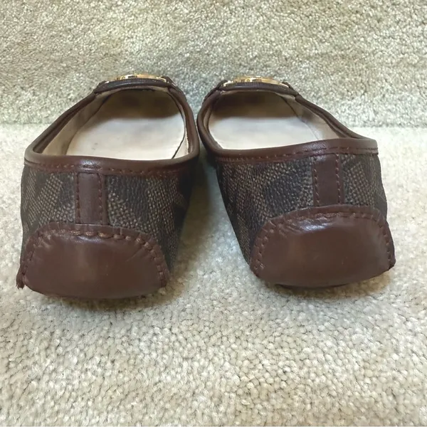 Michael Kors Fulton Moccasin Ballet Flats Brown Logo Monogram Women‎ 8M - Image 4