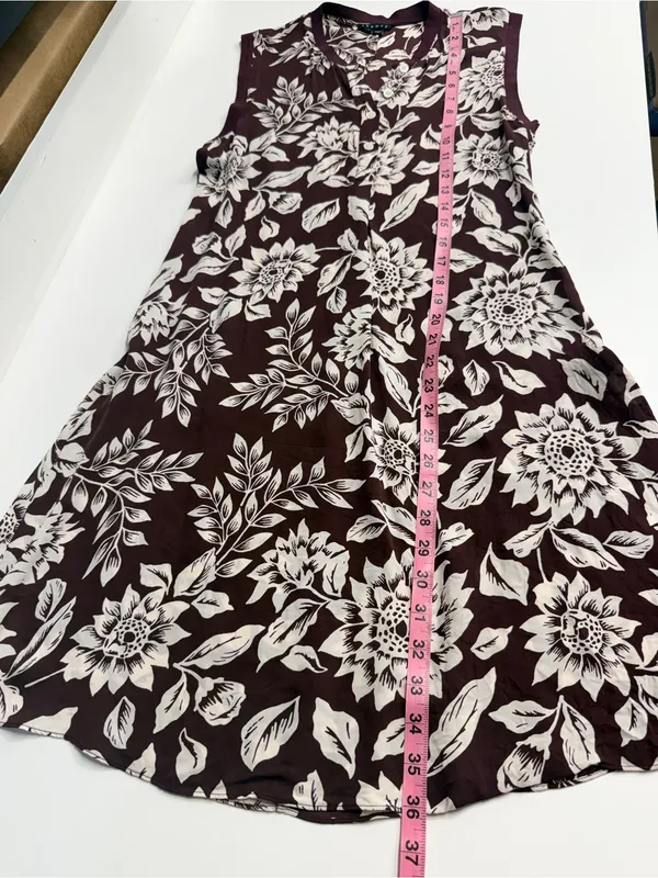 Flawed Theory 100% silk floral dress‎ lightweight dress v neck button sleeveless - Image 10