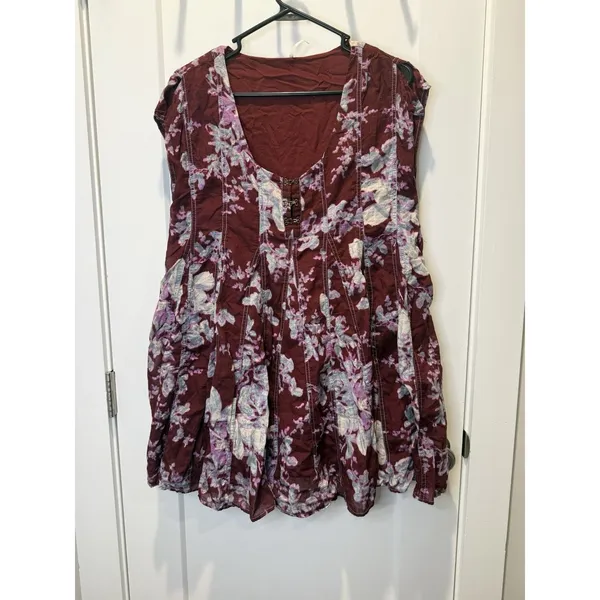 Free People Sully Babydoll Dress Women’s Small Burgundy Cottagecore Coquette - Image 3
