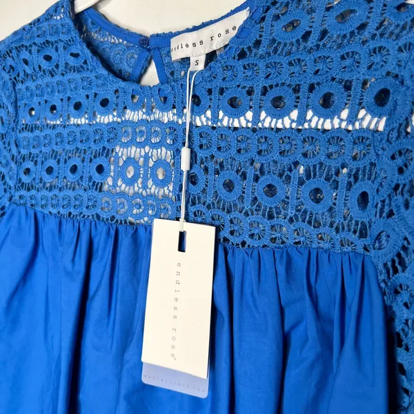 Endless Rose Blue Crochet Lace Blouse Size Small NEW - Image 6