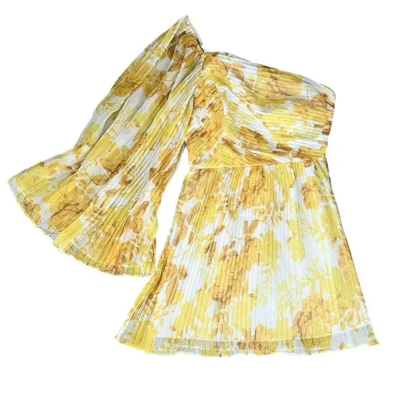 Anthropologie x La Maison Talulah Sunshine Yellow One Shoulder Floral Mini Dress - Image 11