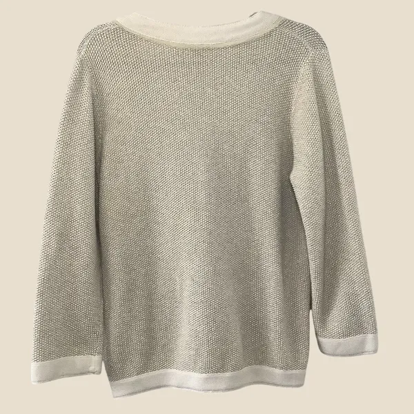 Coldwater‎ Creek Cream Sweater Large Cottagecore Fisherman Neutral Sparkle Knit - Image 2