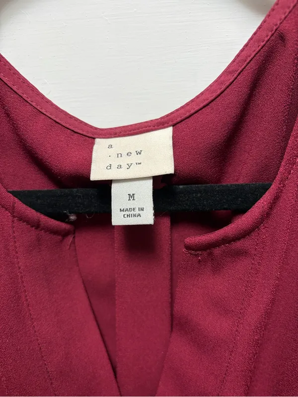 a new day Burgundy Tie-Waist V-Neck Midi Dress - Image 2