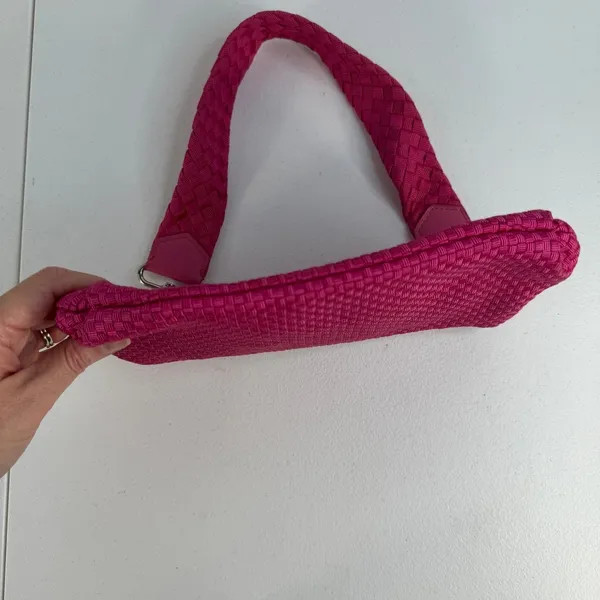 Vtg Y2K The Sak Small Pink Woven Shoulder Bag‎ Silver Zipper Femme Twee Crochet - Image 6