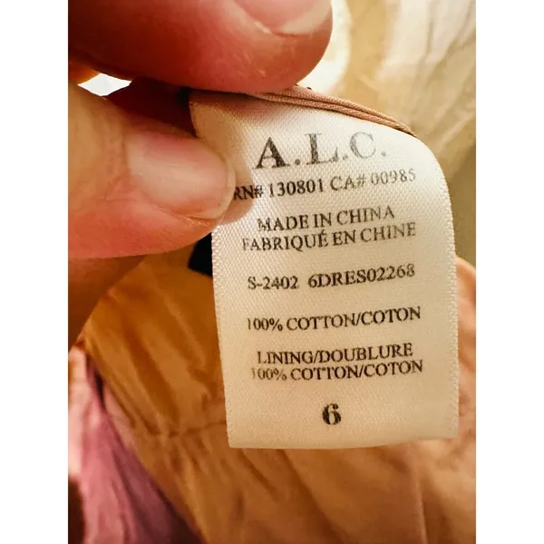 A. L. C. Multicolored Cotton Tan White Halter Neck Maxi Dress Size 6 - Image 9