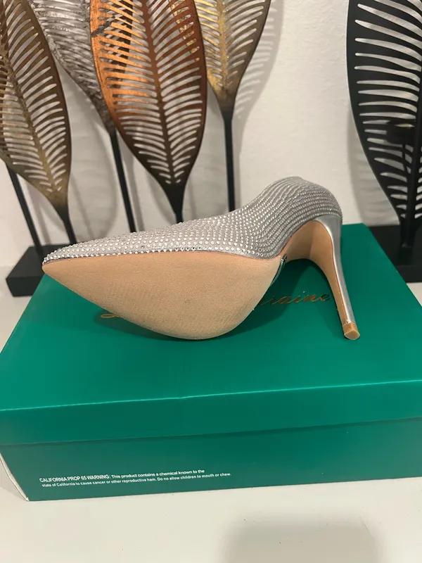 Elegant Silver Stiletto Heels by Lauren Lorraine Size 5.5 - Image 2