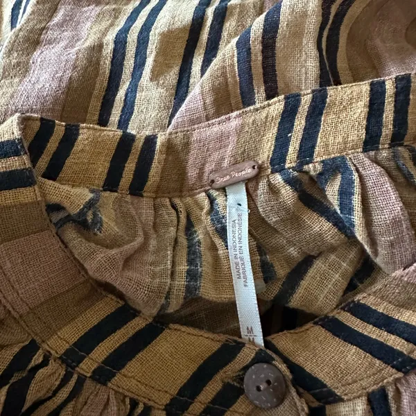 NWOT Free People Castaway Striped Crochet Long Sleeve Button Up Top Medium - Image 5