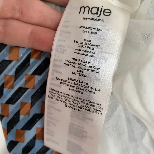 Maje Blue Jela Pleated Print Elastic-Waist High-Low Skirt Womens Size 36 - Image 13